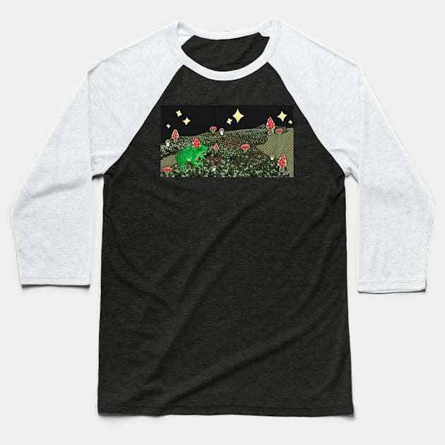 Frog Wizard Field Baseball T-Shirt by JuniperMew